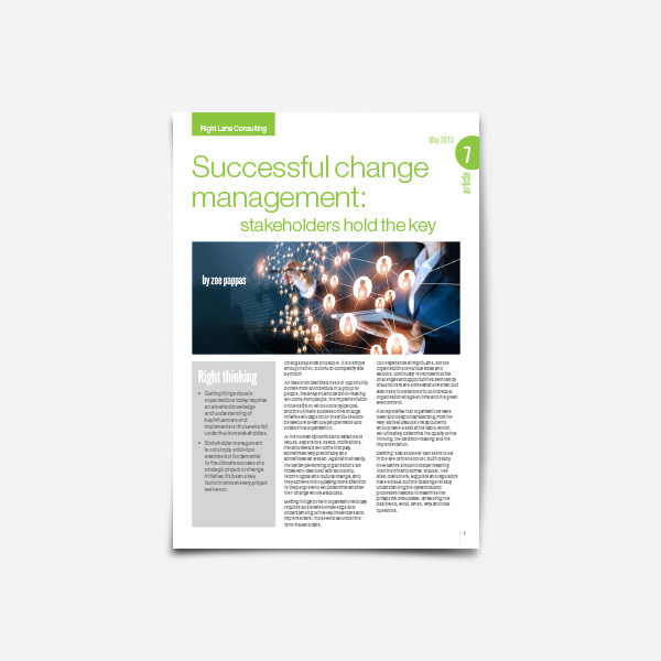 Successful change management: stakeholders hold the key